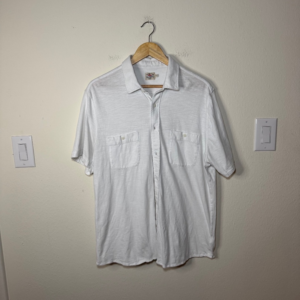 Faherty White Short-Sleeve Casual Button-Down Shirt